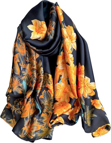 NUWEERIR Womens 100% Large Mulberry Silk Scarf Long Satin Scarf Fashion Lightweight Wraps in Kuwait