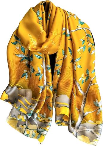 NUWEERIR Womens 100% Large Mulberry Silk Scarf Long Satin Scarf Fashion Lightweight Wraps in Kuwait