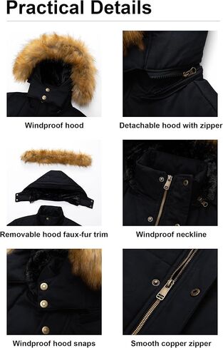 Pursky Men's Winter Cotton Military Coat Fleece Lined Warm Work Jacket Thicken Parka with Removable Faux Fur Hood in Kuwait