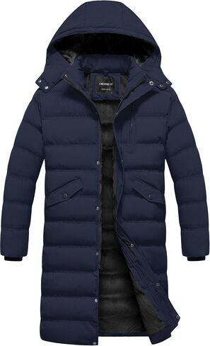 CREATMO US Men's Long Winter Coat Waterproof Thicken Warm Parka Quilted Insulated Puffer Jacket with Removable Hood in Saudi Arabia
