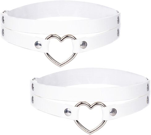 2Pcs Women’s PU Leather Thigh Garter Belt Adjustable Elastic Leg Harness Punk Double Straps Heart O Ring Leg Garter in Kuwait
