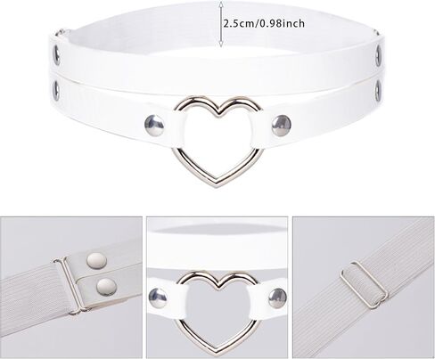 2Pcs Women’s PU Leather Thigh Garter Belt Adjustable Elastic Leg Harness Punk Double Straps Heart O Ring Leg Garter in Kuwait