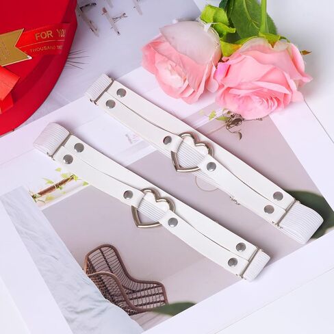 2Pcs Women’s PU Leather Thigh Garter Belt Adjustable Elastic Leg Harness Punk Double Straps Heart O Ring Leg Garter in Kuwait