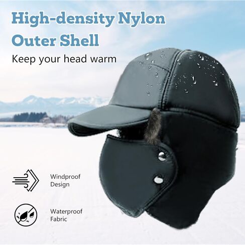 Phaiy Trapper Hat for Men Women, Winter Hats with Ear Flaps, Full Face Windproof Mask Baseball Cap with Warm Faux Fur Lined in Kuwait