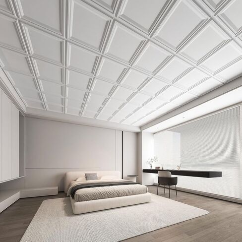 WOWSTAR 12-Pack 24"x24" Drop Ceiling Tiles, Waterproof Glue up Ceiling Panels, White in Kuwait