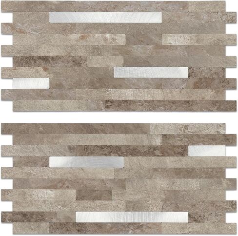 Yipscazo 20 Sheets Peel and Stick Stone Metal Backsplash, PVC Wall Tiles Stick on Tiles for Backsplash Kitchen, Bathroom, Laundry Room, Camper, Fireplace (6'' X 12'', Black Wood) in Kuwait