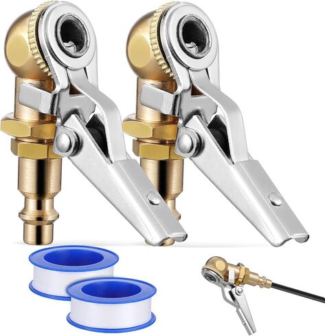 PartyKindom Tyre Chuck مع مقطع: 1/4 بوصة NPT Locking Air Chuck Tyre Smosts فوهة مع كرة مغلقة Clip-on Chuck لإطارات لضاغط الهواء Auto Truck RV ، 2 عبوة in Saudi Arabia