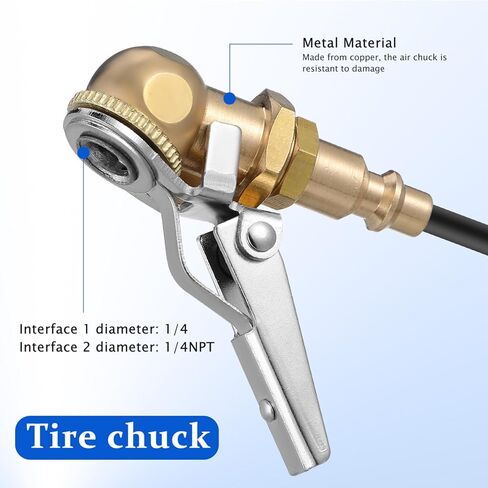 PartyKindom Tyre Chuck مع مقطع: 1/4 بوصة NPT Locking Air Chuck Tyre Smosts فوهة مع كرة مغلقة Clip-on Chuck لإطارات لضاغط الهواء Auto Truck RV ، 2 عبوة in Saudi Arabia