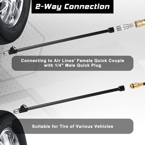 13" Air Chuck for Semi Truck Dually 1/4" FNPT 2-Way Connection Closed Ball Air Chucks Extended Reach Dual Head Airs Chuck with Standard Quick Plug Tire Airs Compressor Fill Kit for Truck RV Tires in Saudi Arabia
