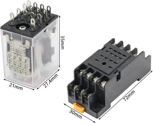 My4nj 14-Pin Power Relay مع Socket ، 4pdt 5a ، Din Rail Mount ، AC/DC 12V-380V Coil ، مؤشر LED (380V DC) in Saudi Arabia