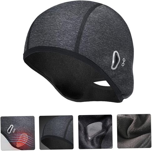 Vicasky Winter Cycling Cycling Helled Cap with Gasses Port Port Windproof Skull Beanie للرجال حماية الأذن الممتدة وتصميم السلامة العاكسة للرياضة في الهواء الطلق الرمادي in Saudi Arabia