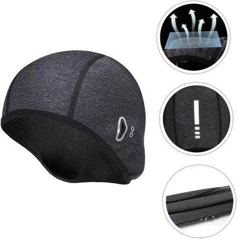 Vicasky Winter Cycling Cycling Helled Cap with Gasses Port Port Windproof Skull Beanie للرجال حماية الأذن الممتدة وتصميم السلامة العاكسة للرياضة في الهواء الطلق الرمادي in Saudi Arabia