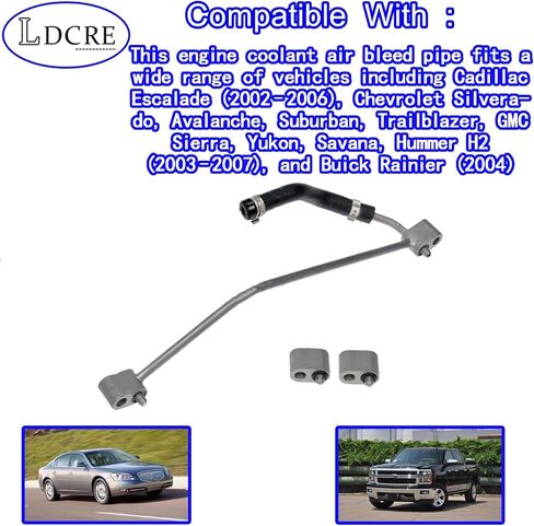 12604711 Engine Coolant Air Bleed Pipe, Engine Coolant Bleeder Crossover hose Fits for Cadillac Escalade, Chevrolet, GMC, Hummer H2, Rainier #Replace 626-543 12604711, 12559091, 12581215 in Saudi Arabia