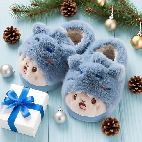 TXJ Sports Kids Slippers for Girls Boys Warm Fleece Winter House Slippers Cute House Shoes Indoor Outdoor in Kuwait