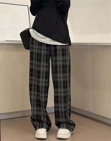 Vintage Plaid Baggy Pants High Waist Harajuku Pants Goth Emo Grunge Clothes Streetwear in Saudi Arabia