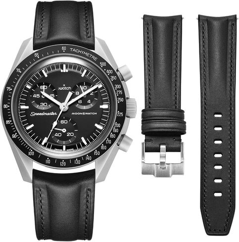 Getalia Italian Full grain vegetable tanned leather watch Bands Curved Strap,Compatible with Omega X Swatch Moonswatch Speedmaster 20mm Watch Replacement Band Men Women in Kuwait