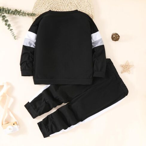 Toddler Kid Boy Clothes Colorblock Sweatshirt Contrast Sideseam Sweatpants 2PC Outfit Set in Saudi Arabia