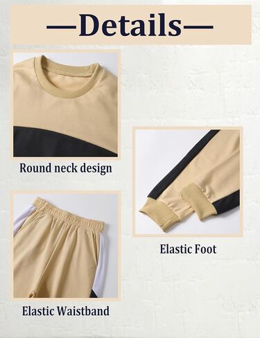 Toddler Boy Clothes Long Sleeve Color Block Sweatshirts Tops Pants Sets Kids Boys Fall Winter 2 Pieces Outfits 2-12 Years in Saudi Arabia