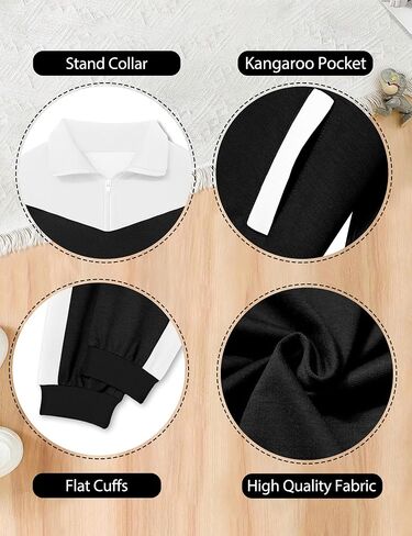 Boys Clothes Solid Color Block Kid Boys' Clothing Sets Stand Collar Half-Zip Sweatsuit 2pcs Outfits with Pocket 6-12y in Saudi Arabia