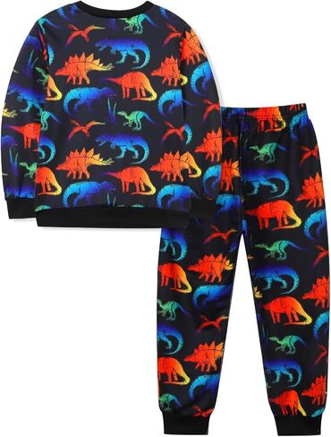 Toddler Boy Clothes Dinosaur Print Long Sleeve Toddler Clothes for Boys T-Rex Sweatpants Set Fall Winter Outfits 2-8T in Saudi Arabia