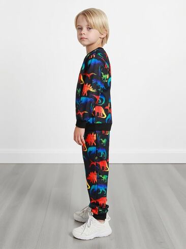 Toddler Boy Clothes Dinosaur Print Long Sleeve Toddler Clothes for Boys T-Rex Sweatpants Set Fall Winter Outfits 2-8T in Saudi Arabia