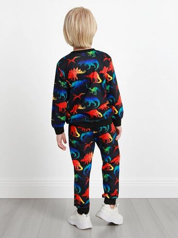 Toddler Boy Clothes Dinosaur Print Long Sleeve Toddler Clothes for Boys T-Rex Sweatpants Set Fall Winter Outfits 2-8T in Saudi Arabia