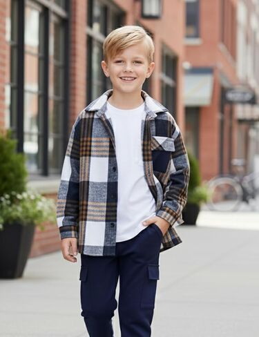 Queenstyle Toddler Boy Cloths 2pcs قميص منقوش من الفانيلا وملابس الفتاة الخريف الشتاء الأولاد لمدة 3-8 سنوات in Kuwait