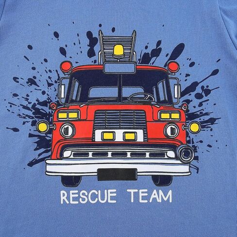 Toddler Boy Clothes Lounge Set Cute Firetruck Casual Long Sleeve T-Shirt and Matching Pants Clothing Set in Saudi Arabia