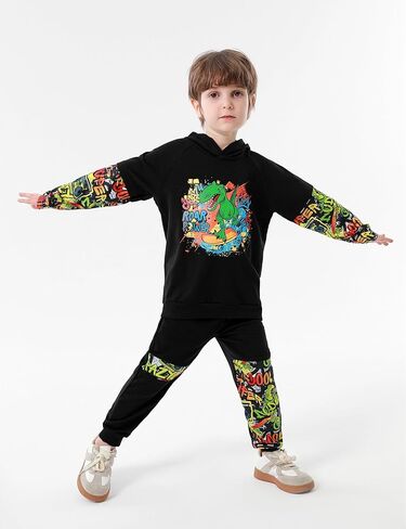 MIGU Toddler Boy Clothes Dinosaur Clothes For Boys Hoodie Sweatsuit + Dinosaur Pants 2PCS Boys Outfits Set in Kuwait