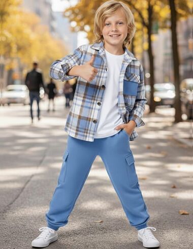 Queenstyle Toddler Boy Cloths 2pcs قميص منقوش من الفانيلا وملابس الفتاة الخريف الشتاء الأولاد لمدة 3-8 سنوات in Kuwait