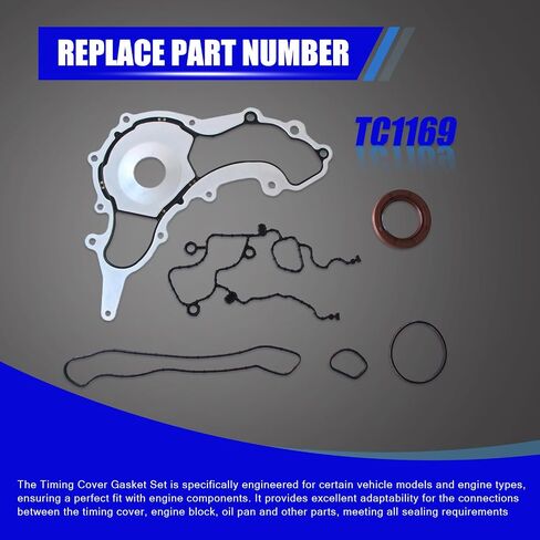 TC1169 Engine Timing Cover Gasket Set Fit for 2011-2020 Chrysler 200 300 Dodge Avenger Durango Grand Journey Jeep Cherokee Wrangler Ram 1500 2500 3500 Volkswagen 3.2L 3.6L Replace # TCS46162 in Saudi Arabia