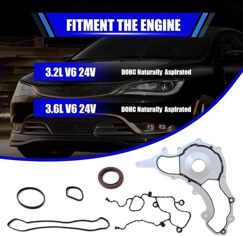 TC1169 Engine Timing Cover Gasket Set Fit for 2011-2020 Chrysler 200 300 Dodge Avenger Durango Grand Journey Jeep Cherokee Wrangler Ram 1500 2500 3500 Volkswagen 3.2L 3.6L Replace # TCS46162 in Saudi Arabia