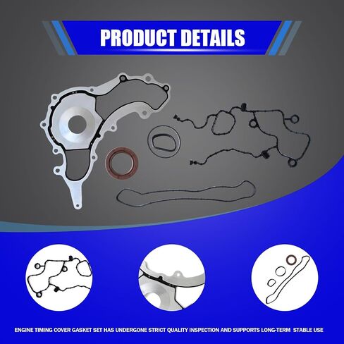 TC1169 Engine Timing Cover Gasket Set Fit for 2011-2020 Chrysler 200 300 Dodge Avenger Durango Grand Journey Jeep Cherokee Wrangler Ram 1500 2500 3500 Volkswagen 3.2L 3.6L Replace # TCS46162 in Saudi Arabia