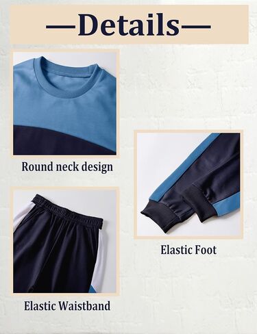 Toddler Boy Clothes Long Sleeve Color Block Sweatshirts Tops Pants Sets Kids Boys Fall Winter 2 Pieces Outfits 2-12 Years in Saudi Arabia