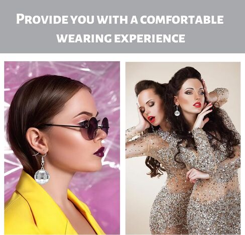 30 Pairs Women Disco Ball Earrings 60's Mirror Ball Earrings Silver 70's Outfit Costume Accessories Hippie Jewelry Bulk Cowgirl Dangle Party Favors for Festival Stage Game Disco Outfits Costume in Saudi Arabia