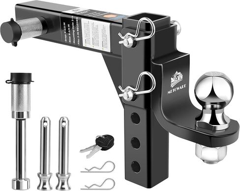 METOWARE Adjustable Trailer Hitch Ball Mount, 2" Towing Ball 7500 LBS, Fits 2-Inch Receiver, 6-Position Heavy Duty Tow Hitch with Pins and Trailer Hitch Lock in Saudi Arabia