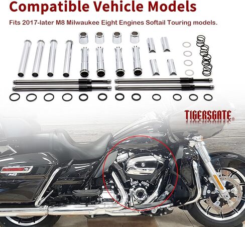 M8 Pushrods Covers Kit for 2017-up Harley Milwaukee 8 Engine Touring Softail Bikes (Chrome) in Saudi Arabia