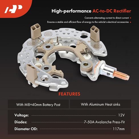 A-Premium Coptifier مقوم متوافق مع Dodge RAM 1500 2003-2006 ، Durango 2004-2006 ، 5.7L ، 12V Rectifier 7-50A Diodes w/الألومنيوم الحراري in Saudi Arabia