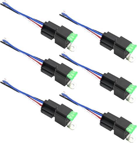 12 فولت 30 أمبير 6pcs مفتاح التتابع الصمامات مجموعة مع 14 AWG الأسلاك الساخنة ، مرحل السيارات 12V مع فتيل لشاحنات السيارات in Saudi Arabia