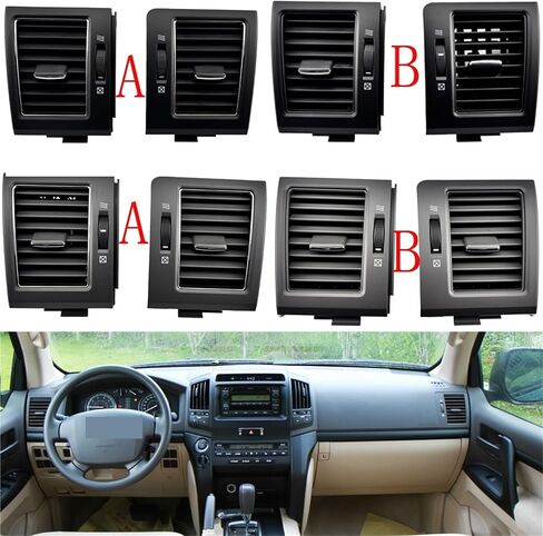متوافق مع Toyota Land Cruiser 200 LC200 2008 2009 2010-2015 GRILL CAR A/C Air Completer Outlet Air Fresh Grill Outlets (Middle-Silver) in Saudi Arabia