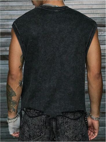 Verdusa Men's Gothic Cross Rhinestone Tank Top Sleeveless Crew Neck Washed Casual Shirts in Saudi Arabia