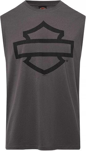 Harley-Davidson Men's Open Bar & Shield Sleeveless Muscle Shirt, Charcoal in Saudi Arabia