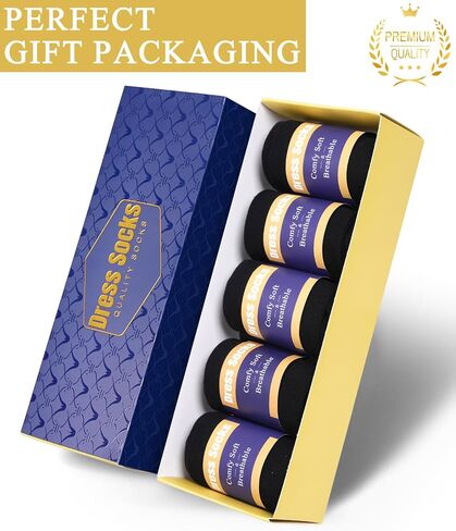 Mens Dress Socks Classic Patterned Business Crew Cotton Socks for Father Birthday Christmas Gifts 5 Pairs in Saudi Arabia