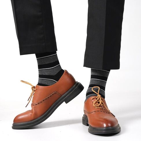 Mens Dress Socks Classic Patterned Business Crew Cotton Socks for Father Birthday Christmas Gifts 5 Pairs in Kuwait