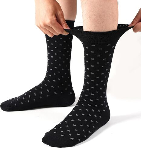 Mens Dress Socks Classic Patterned Business Crew Cotton Socks for Father Birthday Christmas Gifts 5 Pairs in Kuwait