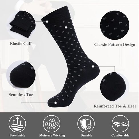 Mens Dress Socks Classic Patterned Business Crew Cotton Socks for Father Birthday Christmas Gifts 5 Pairs in Kuwait