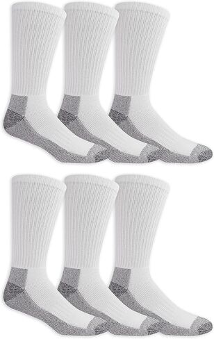 Fruit of the Loom Men Cushioned Moisture Wicking Durable Cotton Workgear Crew Socks (Mulit Packs), White (8 Pack), 6-12 in Saudi Arabia