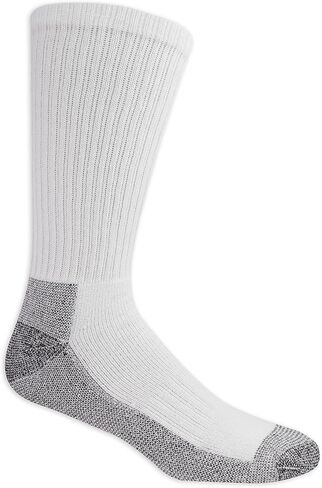Fruit of the Loom Men Cushioned Moisture Wicking Durable Cotton Workgear Crew Socks (Mulit Packs), White (8 Pack), 6-12 in Saudi Arabia