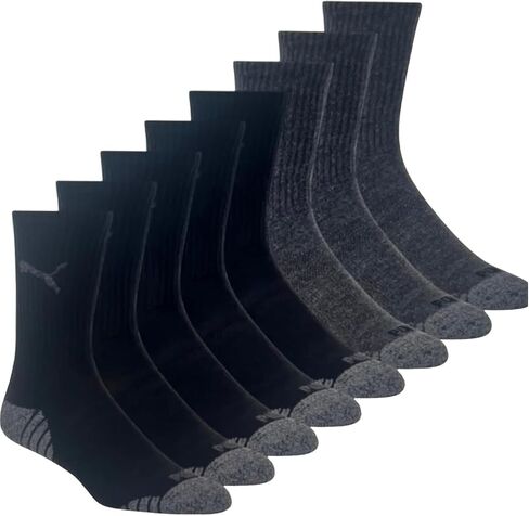 PUMA Men's Crew Socks, 8 pair, Fits Shoe Sizes 6-12, Black in Saudi Arabia