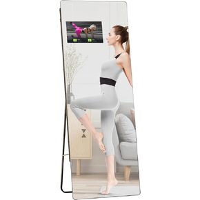 Large Smart Home Gym Mirror, 65''x23.6'' Glass Workout Mirror, HD Full Length Floor Mirror with 14" Screen Mirroring for Fitness, Yoga, Dance Studio and Garage (Landscape Screen) in Kuwait